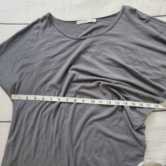 Peruvian Connection Size L Draped Gathered Asymmetrical Top Pima Cotton Gray - Picture 5 of 8